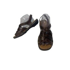 Naturalizer Craft-Earth Brown LEA Leather Sandals Size 9 W Fast Shipping New